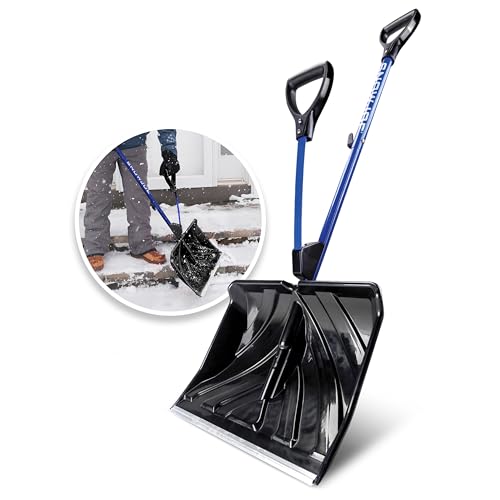 Snow Joe SJ-SHLV20 Shovelution 20-Inch, Strain-Reducing Snow Shovel w/Spring Assisted Handle + Impact-Resistant Blade, Blue