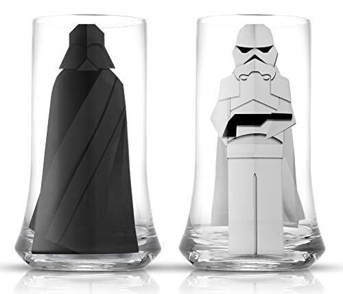 JoyJolt Star Wars Merchandise Beware The Darkside, Darth Vader Crystal Highball Glasses Set of 2 (18.5oz) Star Wars Glass Tumbler. Juice, Water Glasses, Mixed Drink Glasses, High Baller Glasses