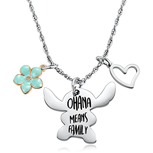 Ralukiia Ohana Means Family Necklace Stitch Necklaces Jewelry Gifts for Girls Lilo Fans