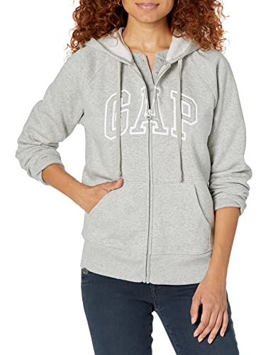GAP womens Logo Hoodie Zip Sweatshirt, Light Heather Grey B08, Medium US