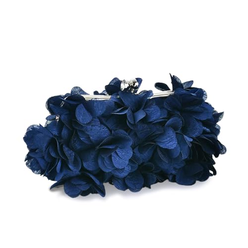 JAMBHALA Women Clutch Evening Bag Small Floral Purses with Chain for Wedding, Party, Prom，Navy Blue