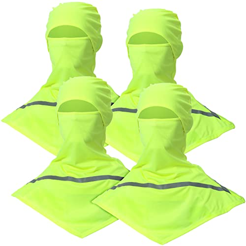 4 Pcs Summer Balaclava Sun Protection Full Face Balaclava with Reflective Strip Cooling Breathable Long Neck Covers (Neon Yellow)