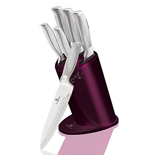 6-piece Knife Set With Stainless Steel Stand Collection Purple 6 Piece Ergo Handles