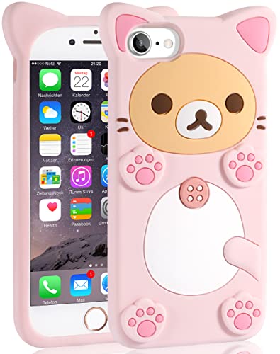 STSNano Kawaii Phone Case for iPhone 6/6S/7/8/SE 4.7''3D Cute Cartoon Bear Phone Case Fashion Cool Funny Bear Soft TPU Case for iPhone 6/6S/7/8/SE Silicone Cover for Women Girls Kids PK