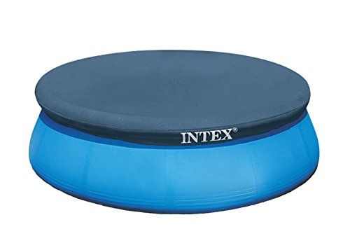 INTEX 28021E Pool Cover: for 10ft Round Easy Set Pools – Includes Rope Tie – Drain Holes – 12in Overhang – Snug Fit