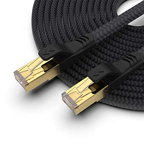 Mukodi Ethernet Cable 15 ft Flat Cat 7 Ethernet Cable Shielded Cat7 LAN Network Cable High Speed Gigabit Patch Cords with RJ45 Connector for Gaming PS4, Xbox,Router, Computer