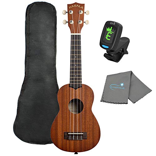 Makala Soprano Ukulele by Kala MK-S Bundle with a Tote Bag, Tuner and Lumintrail Polishing Cloth