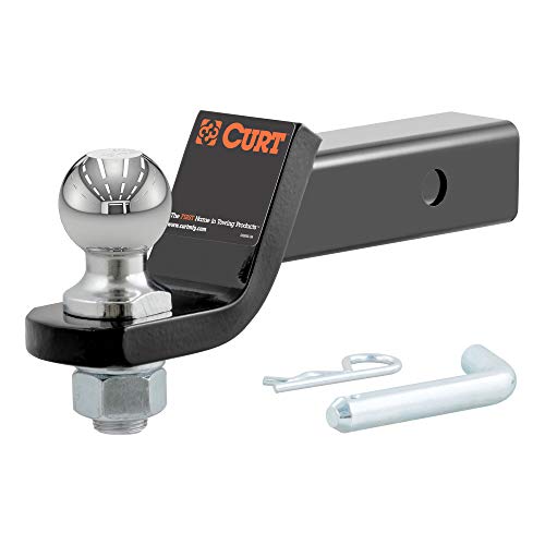 CURT 45036 Trailer Hitch Mount with 2-Inch Ball & Pin, Fits 2-in Receiver, 7,500 lbs, 2' Drop, GLOSS BLACK POWDER COAT