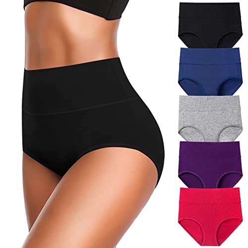 JojoQueen Underwear for Women,Women's Cotton Stretch Underwear Ladies High Rise Briefs Pantiest, Medium-Large