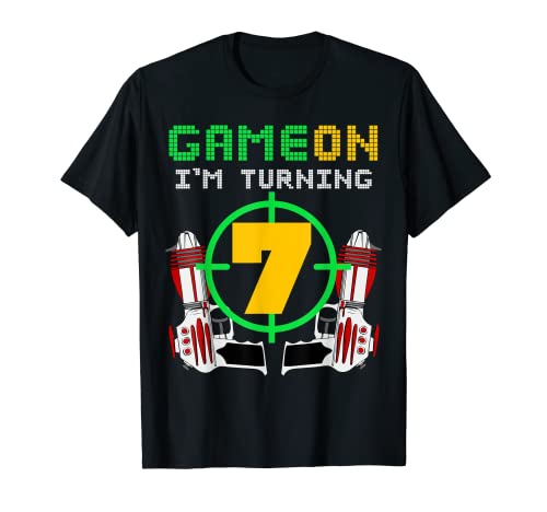 7TH Birthday Laser Tag birthday Game On I'm Turning 7 Years T-Shirt