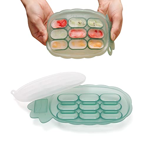 Haakaa Silicone Nibble Freezer Tray -Breastmilk Teething Popsicle Mold - Baby Fruit Food Feeder Teether Tray - Baby Food Maker - Ice Cube Tray - 4 Months+ Babies - BPA Free Silicone -Green