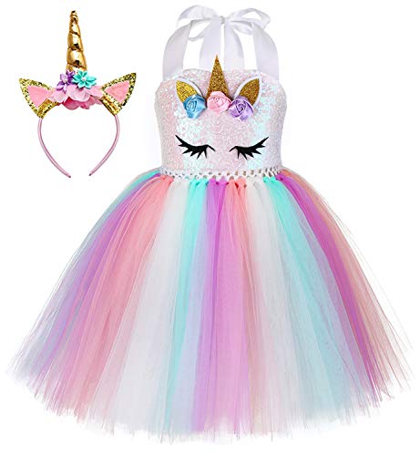 Tutu Dreams Unicorn Dress for Girls Party Dress Up Clothes Gifts Fashion Summer Sundress Dresses Birthday Decorations (Sequin Unicorn, 1-2T)
