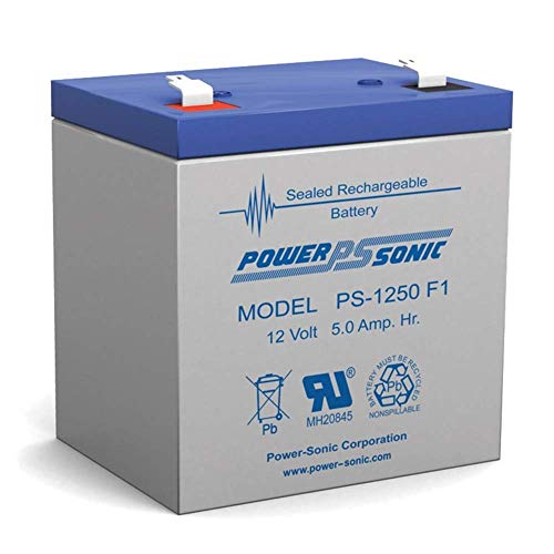 Power Sonic Rechargeable Sealed Lead Acid Battery PS-1250 12V 5.0AH @ 20-hr. 12V 4.5 AH @ 10-hr. (PS-1250F1)