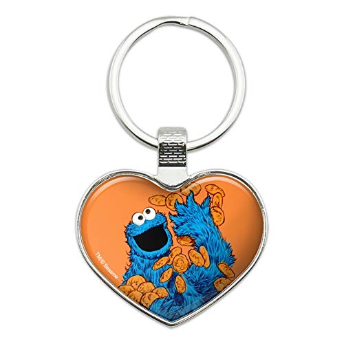 GRAPHICS & MORE Sesame Street Vintage Cookie Monster Keychain Heart Love Metal Key Chain Ring