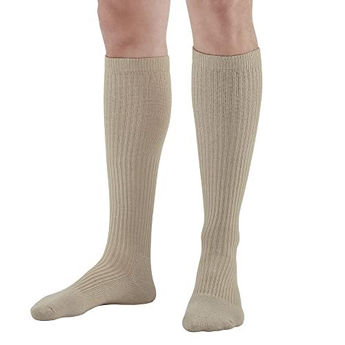 Ames Walker AW Men's Casual 15-20 mmHg Moderate Compression Knee High Socks Tan Xlarge