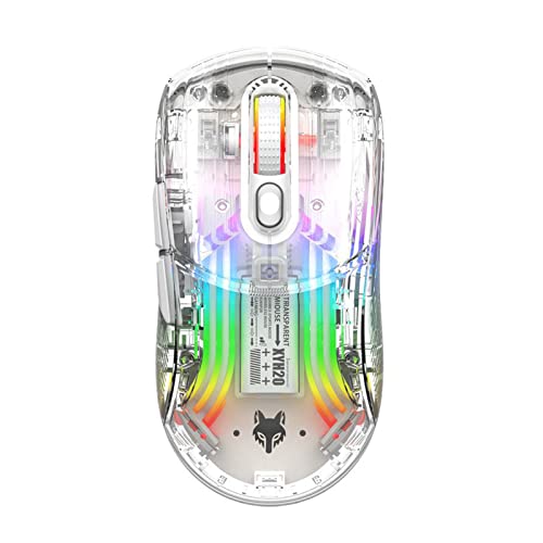 Attoe Bluetooth Wireless Mouse, Transparent RGB Mechanical Dual Mode Gaming Mouse, A Must-Have Cool USB Computer Mouse for Gaming and Esports…