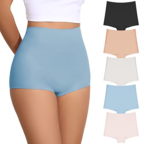 FallSweet No Show Boy Shorts Underwear for Women Seamless Panties Boxer Briefs Pack(mix1,L) Multi