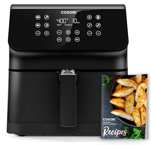 COSORI Pro II Air Fryer Oven Combo, 5.8QT Large Airfryer that Toast, Bake, 12-IN-1 Customizable Functions, Cookbook and Online Recipes, Nonstick & Detachable Square Basket, Dishwasher-Safe, Black