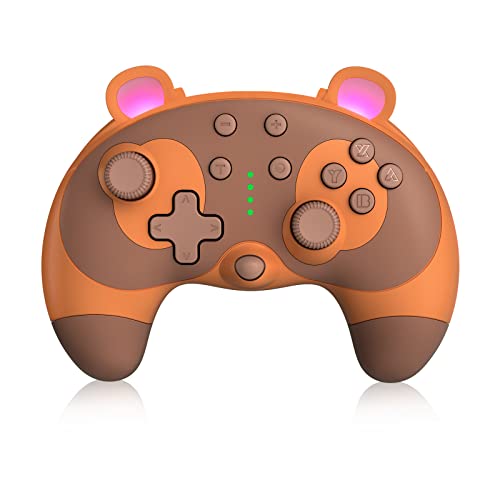 PowerLead Switch Controller - Cute Raccoon Animal Wireless Switch Controller for Switch Lite/OLED/PC, Switch Pro Controller Remote Gamepad Joystick with Turbo/Motion Control/Wake-up, Vibration