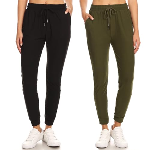 LA12ST Jogger Pants for Women Womens Sweatpants Drawstring Pockets Soft Workout Yoga Lightweight Lounge Pants
