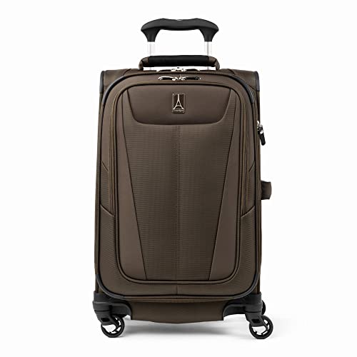 Travelpro Maxlite 5 Softside Expandable Carry on Luggage with 4 Spinner Wheels, Lightweight Suitcase, Men and Women, Mocha, Carry On 21-Inch