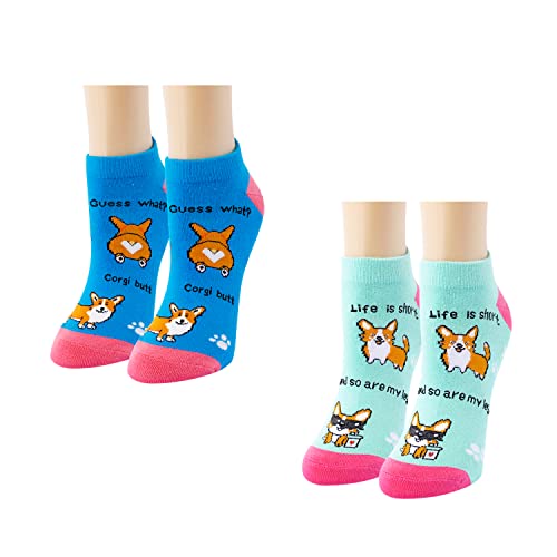 Zmart Funny Corgi Gifts for Corgi Lovers Women, Novelty Fun Crazy Silly Ankle Corgi Socks Gifts for Her