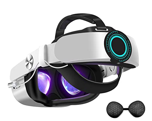 Head Strap with 10000mAh Battery Pack for Oculus Quest 2, Extend 8H Playtime Adjustable Elite Strap with Fast Charging VR Power & Lens Protector Cover for Enhanced Support and Comfort in VR