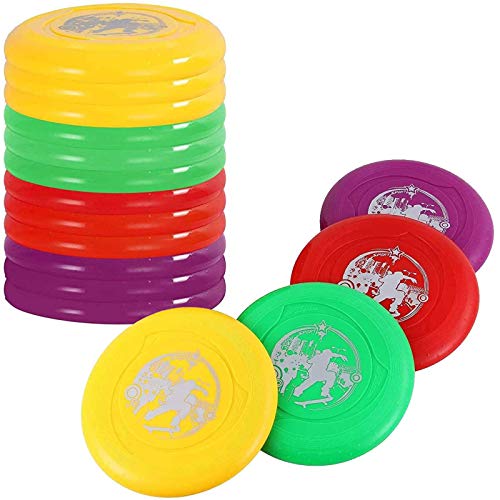 Liberty Imports 12 Pack: Plastic Flying Sports Discs Set for Outdoors Beach Backyard Throwing and Catching Activities, 9' Play Discs for Kids & Adults