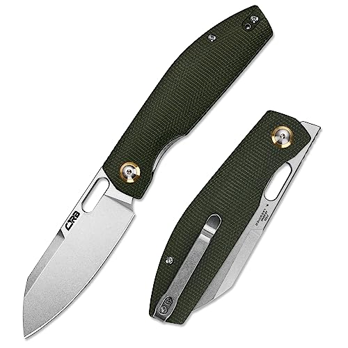CJRB Pocket EDC Knife Ekko(J1929) Small Folding Knife AR-RPM9 Steel Blade and Green Micarta Handle Outdoor for Men Women for Gifts