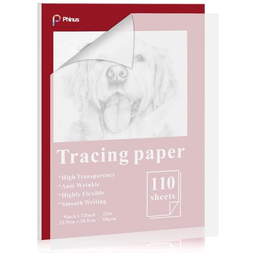 110 Sheets Tracing Paper for Drawing, 9”x12” Trace Paper, Translucent Vellum Paper Tracing Paper Pad, Tracing Pad for Sketching, Preliminary Drawing, Overlaying Images Tracing