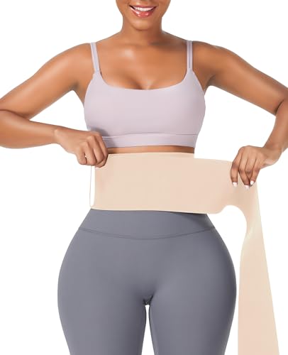 FeelinGirl Waist Wrap Waist Trainer For Women Corset Lower Belly Fat Bandage Wrap Body Shapewear Miracle Wrap Band-Beige