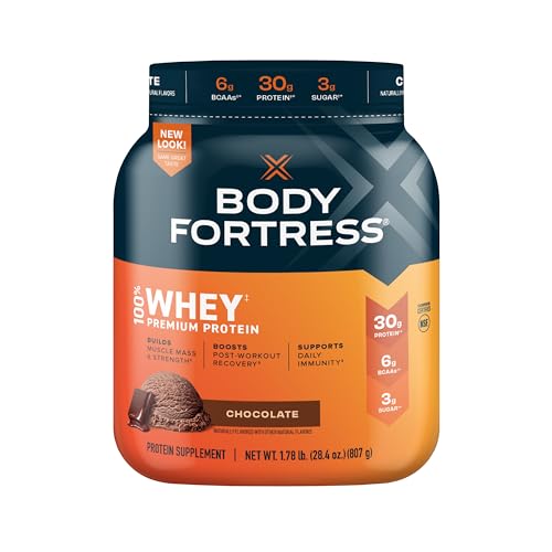 Body Fortress 100% Whey, Premium Protein Powder, Chocolate, 1.78lbs (Packaging May Vary)