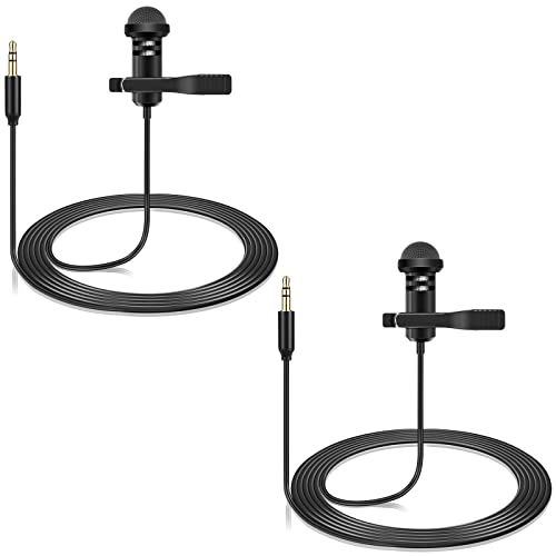 2-Pack Lavalier Lapel Microphone Compatible with Rode Wireless GO 2 / II & DJI Mic Bodypack Transmitters - Omnidirectional Lav Wearable Mic for Vlog Interview Streaming Lectures Broadcasters