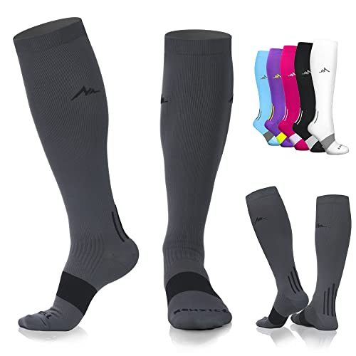 NEWZILL Medical Compression Socks for Women & Men Circulation 20-30 mmHg, Best for Running Athletic Hiking Travel Flight Nurses (Gray, L/XL)