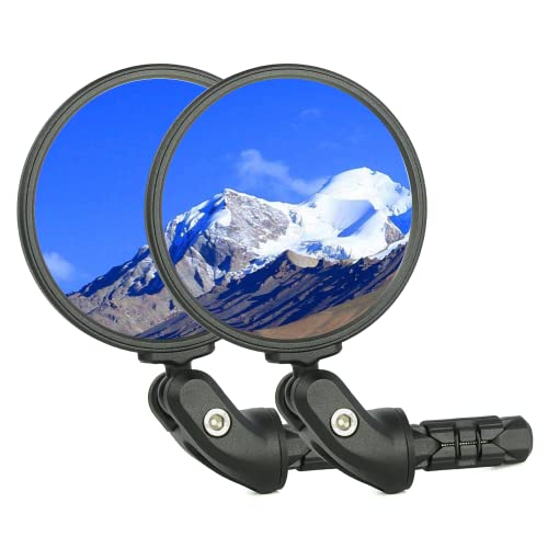 BriskMore Bike Handlebar Mirror,HD Glass Convex Lens Bicycle Rearview Mirror,Cycling Rear View Mirror, Adjustable Handlebar Wider View Bicycle Mirror for Scooter Road Mountain Bikes