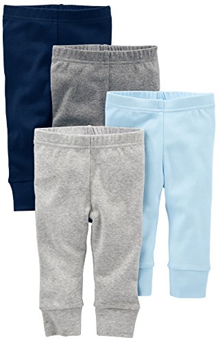 Simple Joys by Carter's Baby 4-Pack Neutral Pant, Blue/Grey/White, 0-3 Months