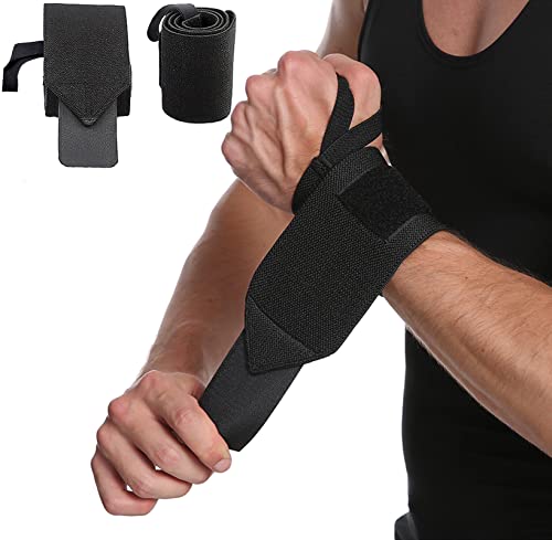 SUJAYU Wrist Wraps, 2 Pack Wrist Brace Wrist Straps for Weightlifting, Wrist Straps Lifting Straps Wrist Weights Carpal Tunnel Wrist Brace, Wrist Brace for Working Out Gym Accessories for Men (Black)