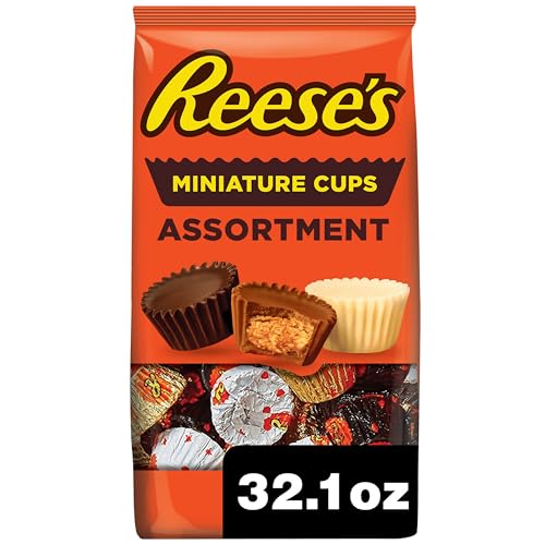 REESE'S Miniatures Assorted Flavored Peanut Butter Cups, Candy Party Pack, 32.1 oz