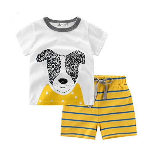 Little Boys Pajamas Short Set Summer Clothes Pjs for Toddler Kids Dog Short Sleeve 100% Cotton 2 Piece Sleepwear Jammies Shirts Size 3