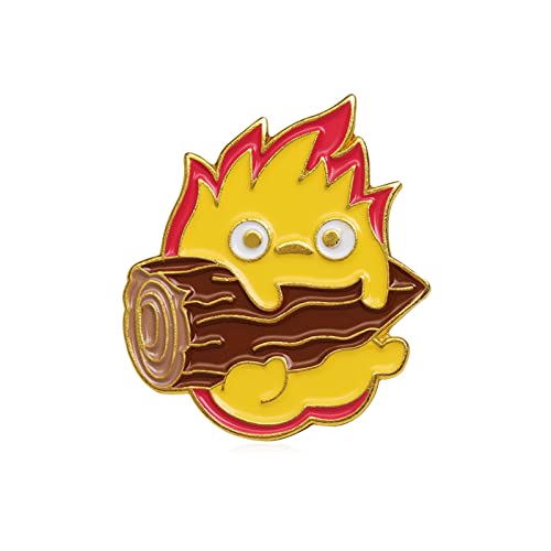 Lovely Cartoon Ball of Fire Calcifer Brooch Pin Badge for Anime Movie Fans Collection Memorial Jewelry-fire