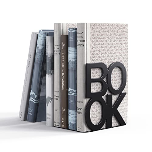 Decorative Metal Book Ends Supports for Bookrack Desk, Unique Appearance Design,Heavy Duty