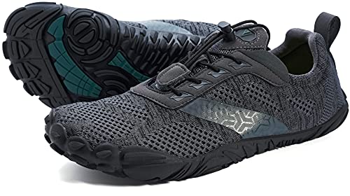 Joomra Minimalist Trail Running Tennis Shoes Size 9-9.5 Dark Grey Women Wide Camping Athletic Hiking Trekking Walking Toes Female Five Fingers Gym Workout Sneakers Footwear 40
