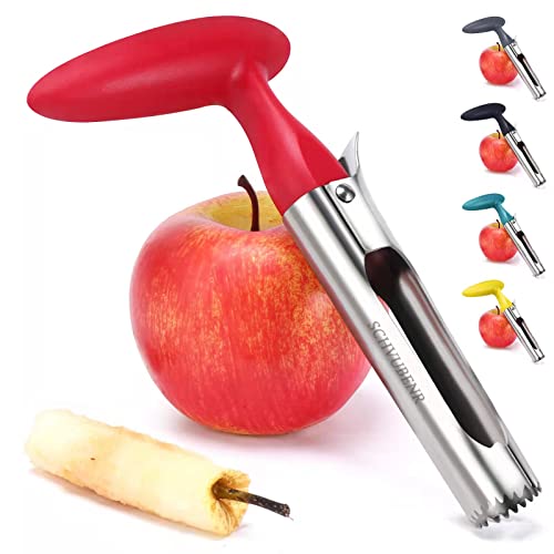 SCHVUBENR Premium Apple Corer Tool - Easy to Use and Clean - Sturdy Apple Core Remover with Sharp Serrated Blades - Stainless Steel Corers for Apple and Pear - Core Fruits with Ease(Red)