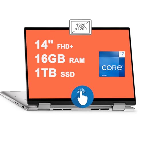 Dell Inspiron 14 7430 2-in-1 Laptop 14' FHD+ Touchscreen Intel 10-core i7-1355U Processor 16GB RAM 1TB SSD Backlit Fingerprint Thunderbolt FHD Camera Fast Charging Long Battery Life Win11 Silver