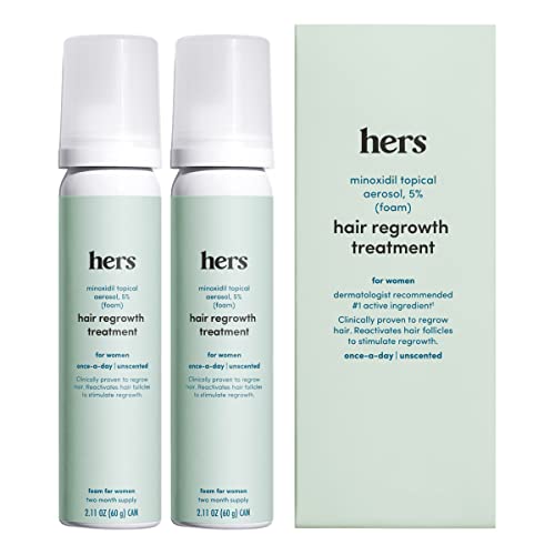 hers Hair Regrowth Treatment for Women with 5% Topical Minoxidil Foam for Hair Loss and Thinning Hair, Unscented No Drip Formula, 4 Month Supply