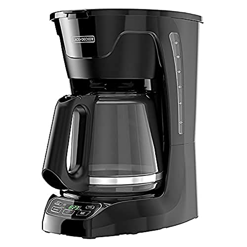 BLACK+DECKER CM1110B Programable 12-Cup Coffee Maker, Easy Pour, Non-Drip Carafe with Removable Filter Basket, Black