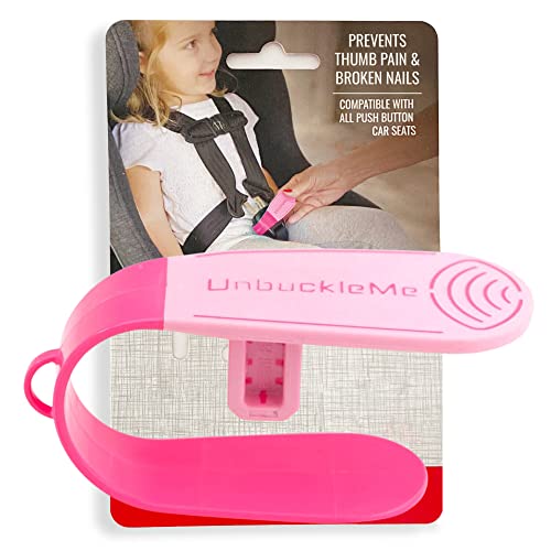 UnbuckleMe Car Seat Buckle Release Tool - Easy Opener Aid for Arthritis, Long Nails, Older Kids - Button Pusher for Infant, Toddler, Convertible 5 pt Harness car Seats - As Seen on Shark Tank (Pink)