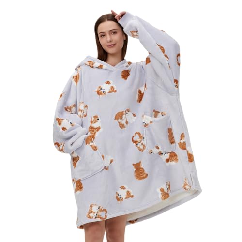 DaysU Wearable Blanket Hoodie Adult, Oversized Sherpa Sweatshirt for Women and Men, Two Pockets Hoodie Blanket