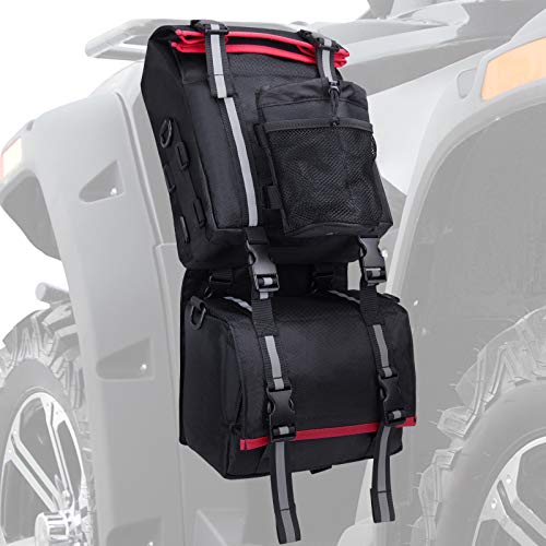 KEMIMOTO ATV Fender Bag, 130% Larger Waterproof Rear Storage Bags With Drink Holder, Detachable ATV Gear Bag Compatible with Polaris Sportsman Scrambler FourTrax Can Am Grizzly Cfmoto Kawasaki