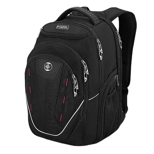 Swissdigital Design TSA Laptop Backpack Men's USB Charging Port Large Capacity Business Travel Backpack Black| With Apple Find My Network (TERABYTE J16BTFB-41)